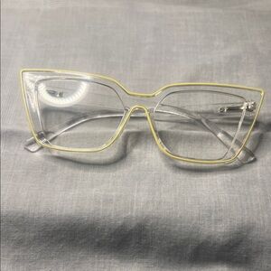 Elegant Clear and Yellow Women's Cat-Eye Glasses